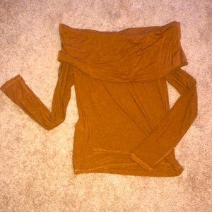 Off Shoulder Camel Brown top